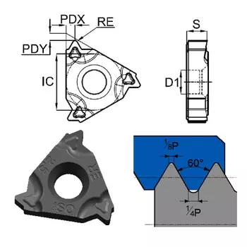 GESAC 260620-2 Пластина резьбовая 16ER 2 ISO-TC сплав GM3225