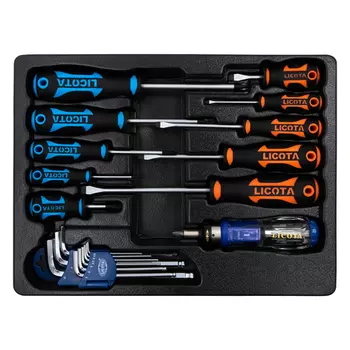 Licota ACK-382003 Набор отверток профессиональных, комплект угл. шестигранников и реверсивная отвертка с набором бит