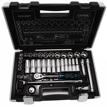 Licota ALK-0007 Набор торцевых головок 3/8" 6гр. 37пр. 6-24 мм super lock