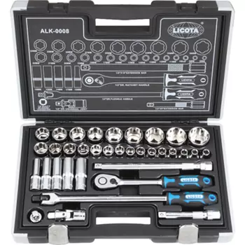 Licota ALK-0008F Набор торцевых головок 1/2" 6 гр. 35 пр. 8-36 мм