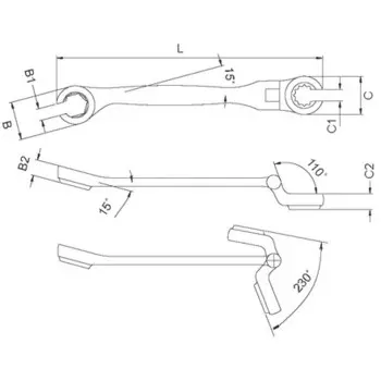 Licota AWT-FXF0909 Ключ разрезной с полукарданом 9х9 мм