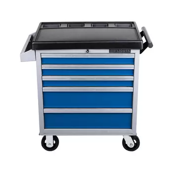 Licota AWX-2602GB-R-ST Тележка инструментальная с карманом, cо столешницей, 5 полок, сине-серая