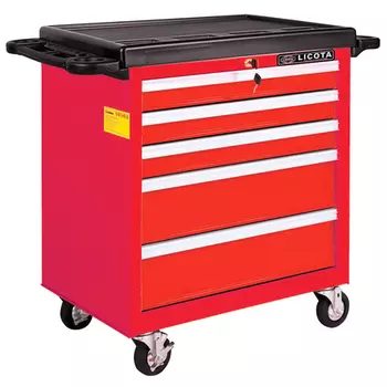Licota AWX-2602RTSEK01 Тележка инструментальная 256 пр., 5 полок, пласт. стол., красная