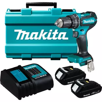 MAKITA DHP485SYE Дрель ударная аккумуляторная MAKITA DHP485SYE (18В,б\щет,2х1.5Ач Li-ion,БЗП-13мм,50\25Нм,1.7кг) кейс