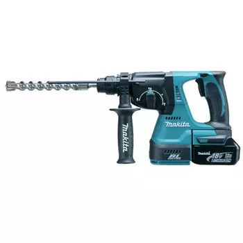 MAKITA DHR242RFE Перфоратор аккумуляторный (SDS+,18В, 2х3Ач Li-ion, б\щет, 3реж, 2.4Дж, 0-4700у\м, 3.3кг,че