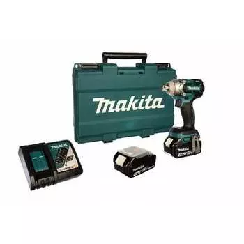 MAKITA DTW285RME Гайковерт аккумуляторный ударный (б\щ,18В,2х4АчLi-ion,0-1800\2600\3500у\м,280Нм,квадр1\2",1.7кг,чем,