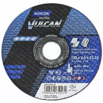 NORTON 66252925448 Круг отрезной Vulcan 125 x 3,0 x 22,23 A 30 S-BF41 мет/нерж