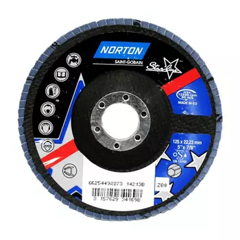 NORTON 66254492273 Круг лепестковый 125 x 22 P80 R82A мет.
