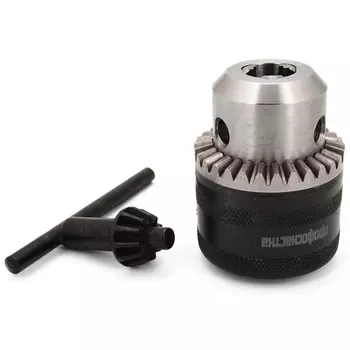 ПрофОснастка PO-70201041 Патрон 3-х кулачковый с ключем в комплекте для дрелей, 3-16 мм, B16, биение 0,35 пласт. бокс 1 шт