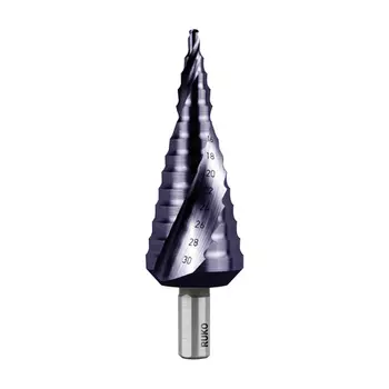 RUKO RK-101052F Сверло ступенчатое 4,0-30,0 мм, 14 ступеней, HSS TiAlN, 118°, со спиральными стружечными канавками