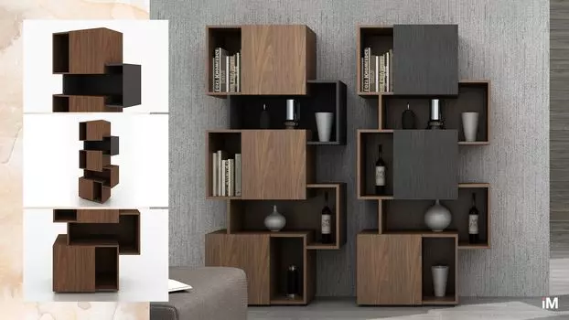 Стеллаж iModern Palo Walnut, орех/серая полка