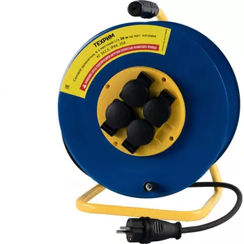 ТЕХРИМ 51510-4*50_3*2,5_IP44KG Силовой удлинитель 4-х местный с/з 50 м на мет. катушке, КГ 3х2,5 IP44