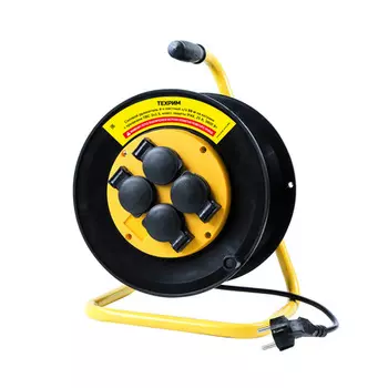 ТЕХРИМ 51510-4*50_3*2,5_IP44 Силовой удлинитель 4-х местный с/з 50 м на катушке с крышками ПВС 3х2,5 IP44