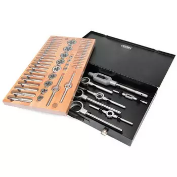 VOLKEL VO-48006 Набор метчиков комплектных и плашек М3-М24, 61 предмет, металлический кейс