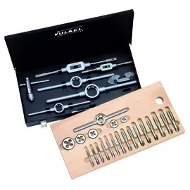 VOLKEL VO-48027 Набор метчиков комплектных и плашек NPT 1/8-2“, 47 предметов, металлический кейс