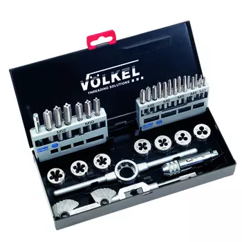 VOLKEL VO-49501 Набор метчиков комплектных и плашек М3-М12, 31 предмет, металлический кейс