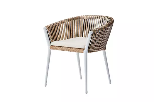 Кресло уличное "Муза" белое с оплеткой (39AR-C288-1)