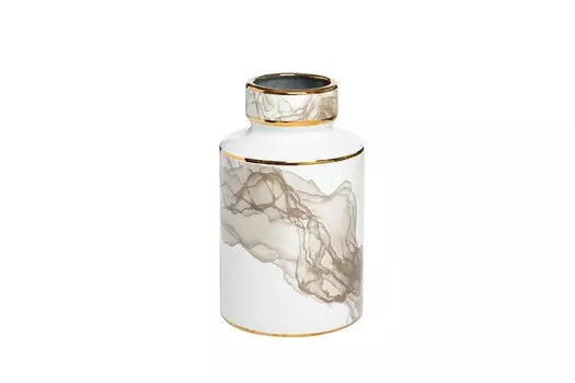 Ваза керамическая белая (серый декор с золотом) (55RV3968S)