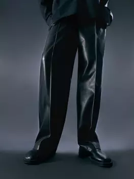 Брюки Деми с контрастной отстрочкой из экокожи