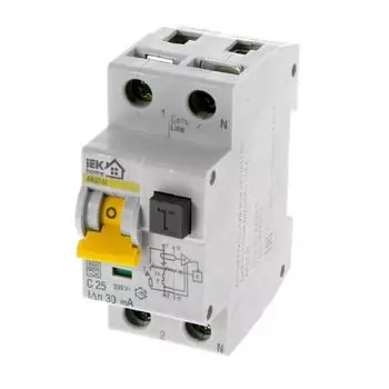1P+N IEK АВДТ32 C25 30мА, номинальный ток 25А, Автомат дифференциальный