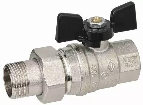 3/4″ Bugatti 322, бабочка, Кран шаровый с американкой ручка