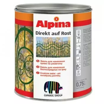 Alpina Direkt Auf Rost 0.75 л, Грунт-эмаль алкидная по ржавчине (золотистая)