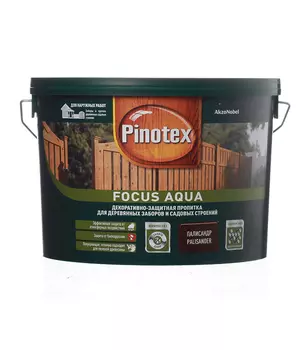 Антисептик Pinotex Focus Aqua декоративный для дерева палисандр 9 л