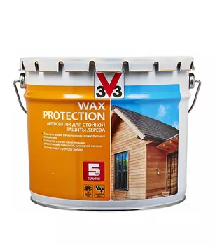 Антисептик V33 Wax Protection декоративный для дерева темный дуб 9 л