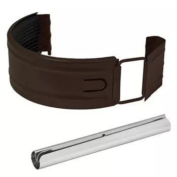 Aquasystem RR 32 125/90 мм, соединитель желоба с резиновым уплотнителем темно-коричневый