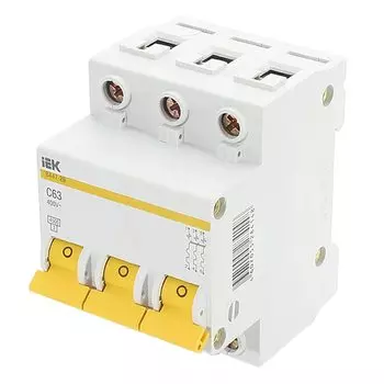 Автоматический 3-полюсный выключатель IEK 3п C 63А ВА 47-29 4.5кА MVA20-3-063-C