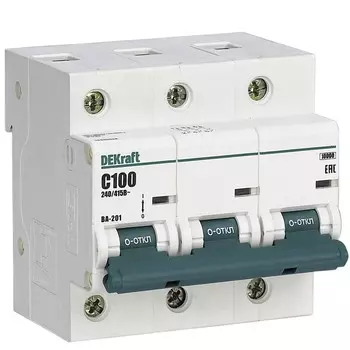 Автоматический выключатель DEKraft ВА-201 3п C 100А 10кА