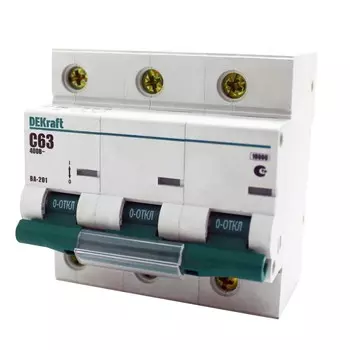 Автоматический выключатель DEKraft ВА-201 3п C 63А 10кА