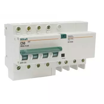 Автоматический выключатель дифференциального тока DEKraft ДИФ-101 4п C 50А 30мА тип AC 4.5кА