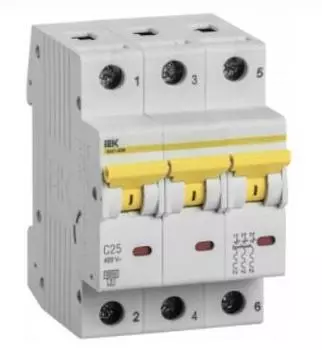 Автоматический выключатель IEK 3 полюса ВА47-29 25А