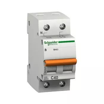 Автоматический выключатель Schneider Electric Домовой ВА63 1P+N C 40A 4.5кА