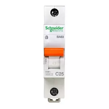 Автоматический выключатель Schneider Electric Домовой ВА63 1П C 25A 4.5кА