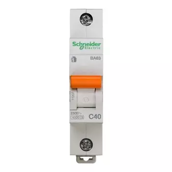 Автоматический выключатель Schneider Electric Домовой ВА63 1П C 40A 4.5кА