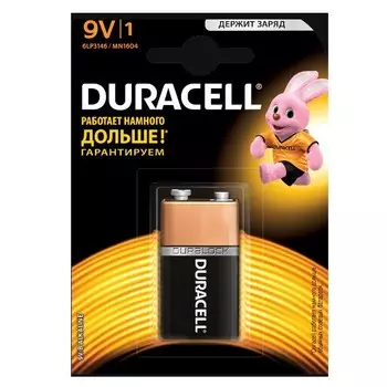 Батарейка алкалиновая Duracell Basic 9V 6LR61 Bl-1, 1 шт