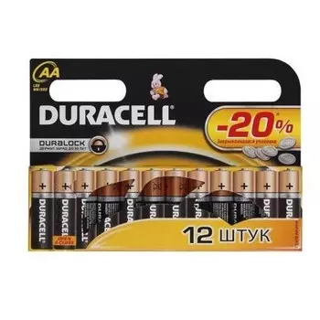Батарейка алкалиновая Duracell Basic AA LR6 Bl-12, 12 шт