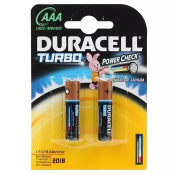 Батарейка алкалиновая Duracell Turbo AAA LR03 Bl-2, 2 шт