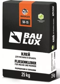 Baulux 50-15, 25 кг, Клей для плитки для мрамора и мозаики