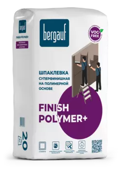 Bergauf Finish Polymer+ 25 кг, Шпатлевка полимерная финишная (белая)