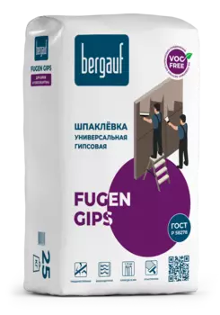 Bergauf Fugen Gips 25 кг, Шпатлевка гипсовая универсальная (белая)