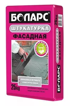 Боларс, 25 кг, Штукатурка цементная для машинного нанесения Фасадная серая