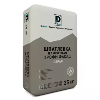 De Luxe Профи Фасад 25 кг, Шпатлевка цементная фасадная (серая)
