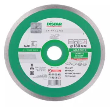 Диск алмазный по керамограниту Distar 5D 180х25.4х1.4 мм