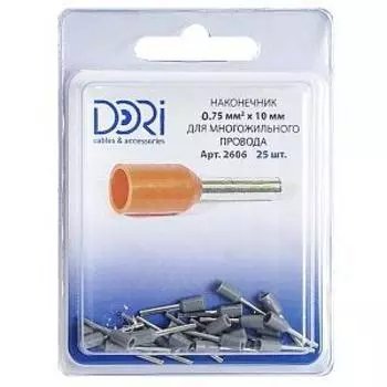 DORI Наконечник втулочный изолированный 0,75мм2 25 шт. 2606