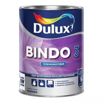 Dulux Bindo 3 1 л, Краска интерьерная латексная (белая)