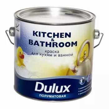 Dulux Kitchen &amp; Bathrooms BM 1 л, Краска интерьерная стирол-акриловая для влажных помещений (под колеровку полуматовая)