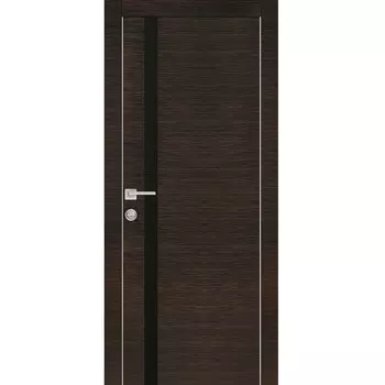 Дверь межкомнатная Profilo Porte РХ-8 Crome экошпон Венге горизонтальный стекло черный лакобель 2000х900 мм